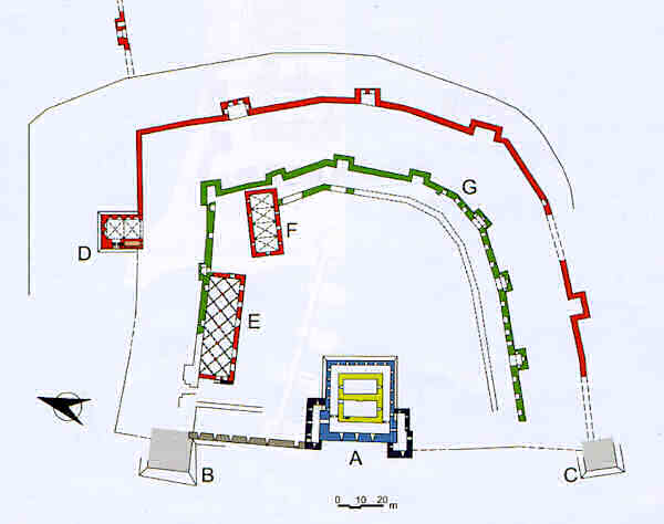 Tortose, plan du château et des remparts